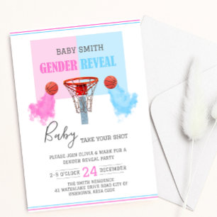 Smoke Basketball Sport Baby Gender Reveal  Invitation