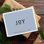 Smoke Blue Joy | Minimalist Modern Christmas Holiday Card<br><div class="desc">Simple, stylish, trendy "joy" folded holiday card with modern minimalist typography in black on a pastel smoke blue background framed by a simple white border. The name and year can be easily customised for a personal touch. A quirky, minimal christmas card to stand out from the crowd! #christmas #card #blue...</div>