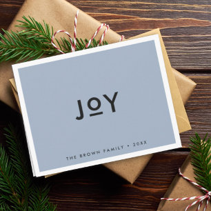 Smoke Blue Joy Minimalist Modern Christmas Holiday Card