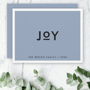 Smoke Blue Joy Minimalist Modern Christmas Holiday Card