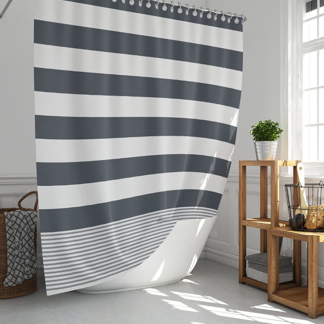 Smoke Blue Turkish Stripe Shower Curtain (Creator Uploaded)