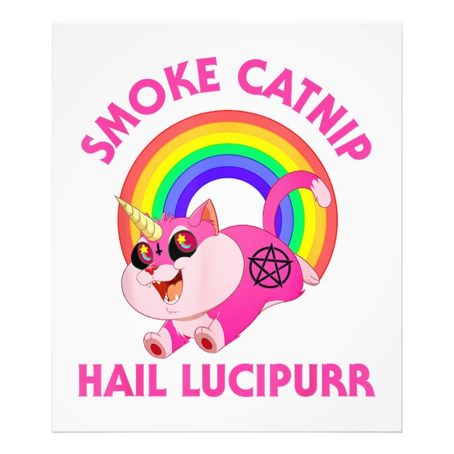 Smoke Catnip Hail Lucipurr, Funny Satan Cat Unicor Photo Print (Front)
