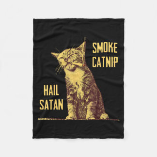 Smoke Catnip Hail Satan Cat Satan Goth Meme Fleece Blanket