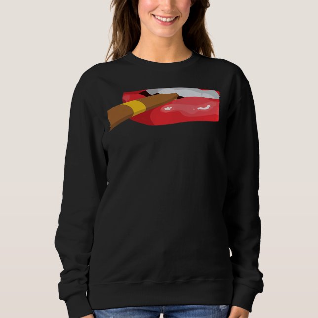 Smoke Cuban Cigar Lit Lips Smoking Graphic Sweatshirt (Front)