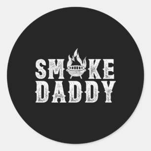 Smoke Daddy Bbq Grill Smoking Funny Bbq Dad Father Classic Round Sticker