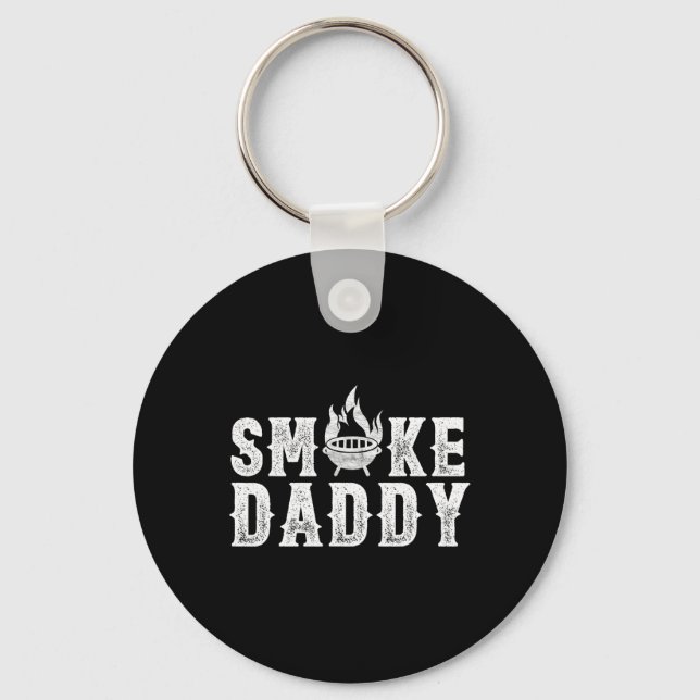 Smoke Daddy Bbq Grill Smoking Funny Bbq Dad Father Key Ring (Front)