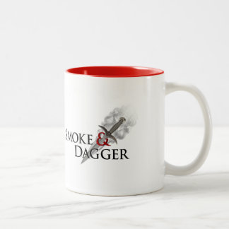 Smoke & Dagger Mug, white with red inside Two-Tone Coffee Mug