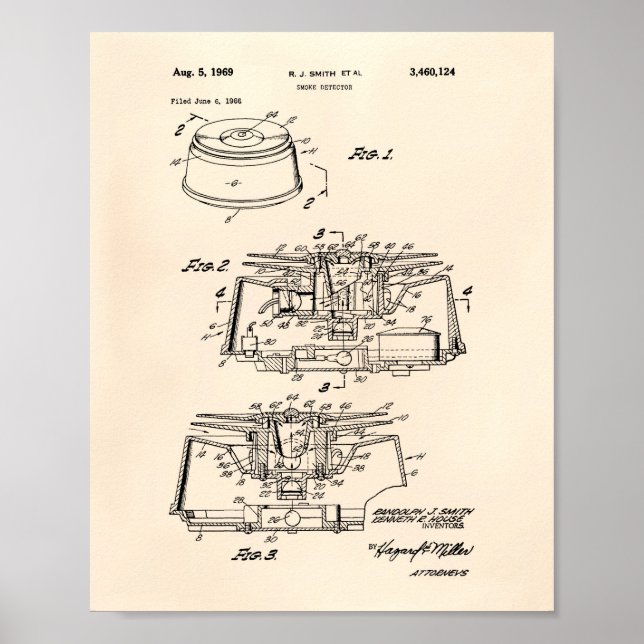 Smoke Detector 1969 Patent Art - Old Peper Poster (Front)