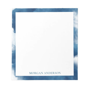 smoke effect blue trendy monogram notepad
