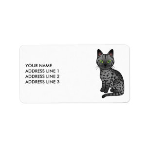 Smoke Egyptian Mau Cute Cat & Custom Text Label