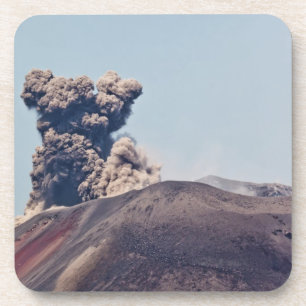 Smoke escaping from active volcano Anak Krakatau Coaster