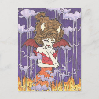 Smoke Fire Nymph Fantasy Pin Up demon Art Print Postcard