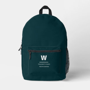 Smoke Green Initial Minimal Business Style Printed Backpack