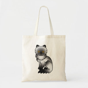 Smoke Grey Coat Persian Cat Cartoon Illustration Tote Bag