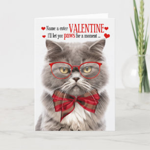 Smoke Grey Persian Cat Valentine Feline Humour Holiday Card