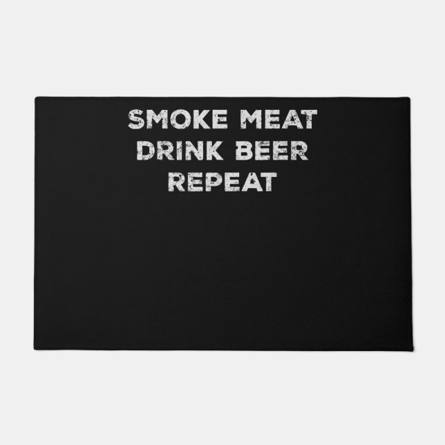 Smoke Meat Drink Beer Repeat | Funny BBQ Lovers Doormat (Front)