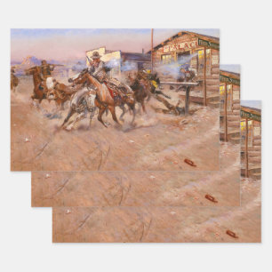Smoke of a. 45, 1908 by Charles Marion Russell Wrapping Paper Sheet