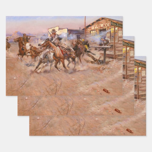 Smoke of a. 45, 1908 by Charles Marion Russell Wrapping Paper Sheet (Set)