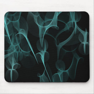 smoke on black effect blue green mouse pad