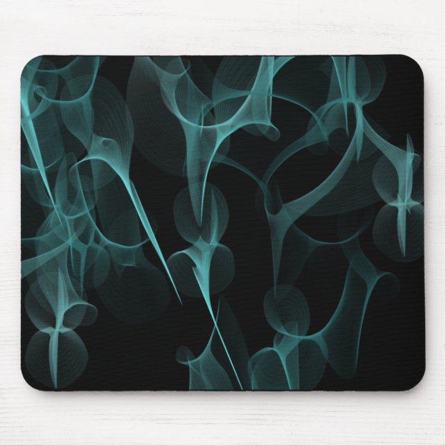 smoke on black effect blue green mouse pad (Front)