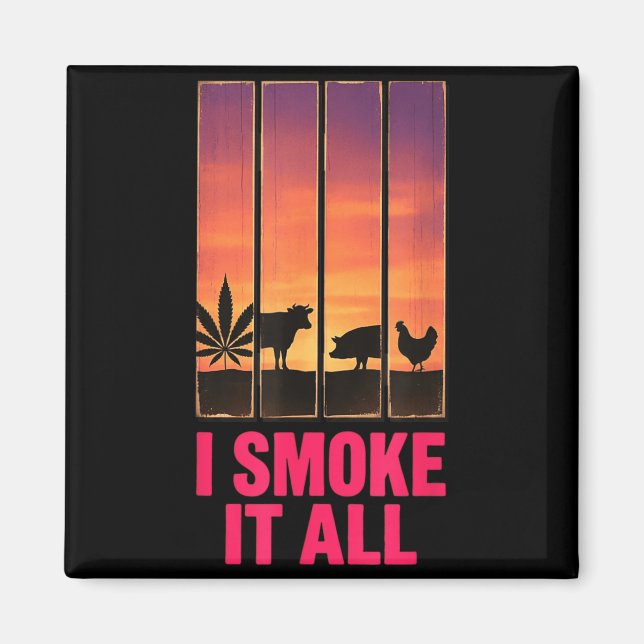 Smoke Pot Smoker Meat Eater Humour Bbq Design Magnet (Front)