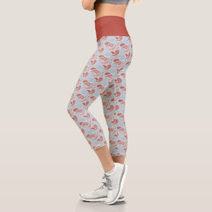 Smoke-Red-Blue Paisley Pattern High Waisted Capris