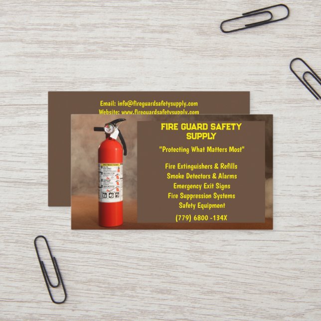 Smoke & Red Fire Extinguisher Fire Safety  Business Card (Front/Back In Situ)