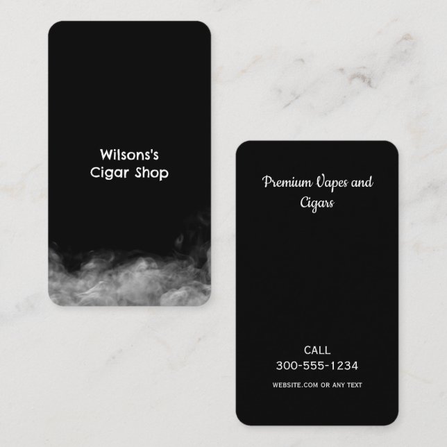 Smoke Shop Vape Black Business Card (Front/Back)