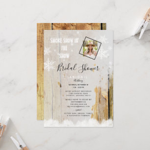 Smoke Show in the Snow Rustic Photo Bridal Shower Invitation