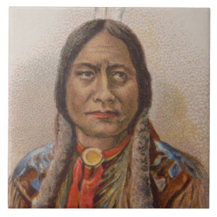 Smoke Signals: Lakota Indian Chief Sitting Bull Ceramic Tile
