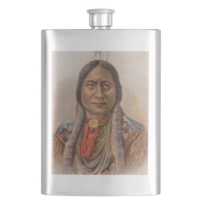 Smoke Signals: Lakota Indian Chief Sitting Bull Hip Flask (Front)