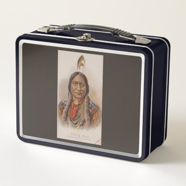 Smoke Signals: Lakota Indian Chief Sitting Bull Metal Lunch Box (Front)