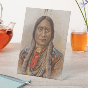 Smoke Signals: Lakota Indian Chief Sitting Bull Pedestal Sign