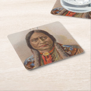 Smoke Signals: Lakota Indian Chief Sitting Bull Square Paper Coaster