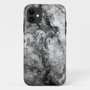 Smoke Streaked Black White marble stone finish iPhone 11 Case