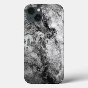 Smoke Streaked Black White marble stone finish iPhone 13 Case