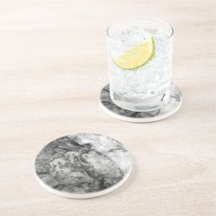 Smoke Streaked Black White marble stone finish Coaster