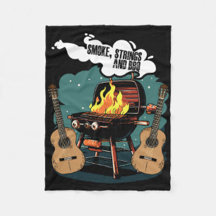 Smoke Strings And Bbq Musician Western Country Mus Fleece Blanket