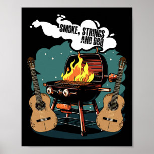 Smoke Strings And Bbq Musician Western Country Mus Poster