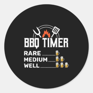 Smoked Meat Lover Bbq Timer Funny Beer Drinking Ba Classic Round Sticker