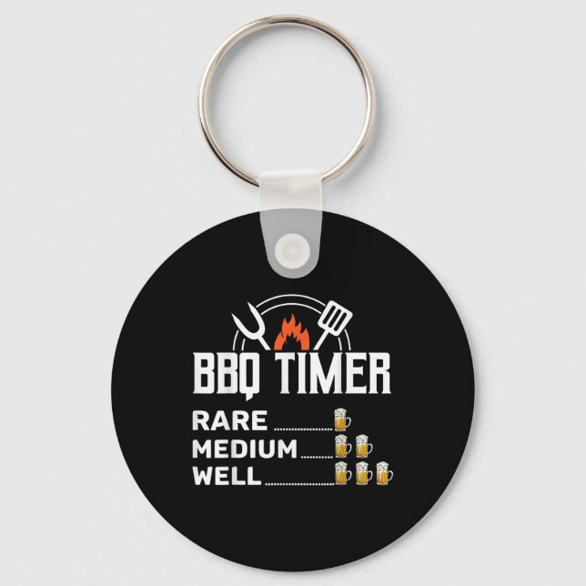 Smoked Meat Lover Bbq Timer Funny Beer Drinking Ba Key Ring (Front)