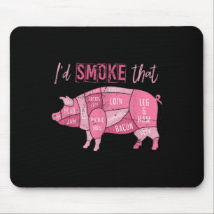 Smoked Pork Grill Bacon Lover Funny Bbq Chef Gift Mouse Pad