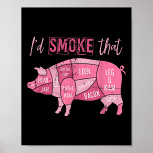 Smoked Pork Grill Bacon Lover Funny Bbq Chef Gift Poster