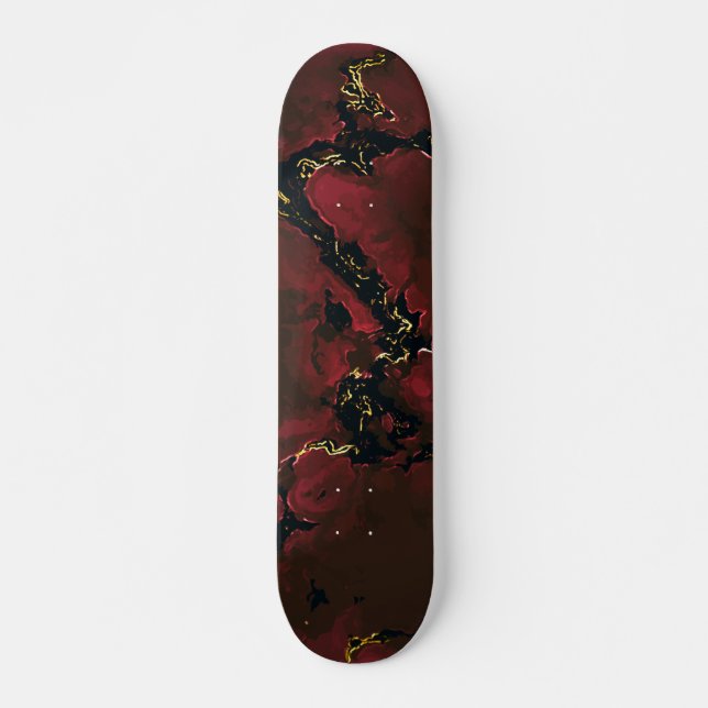 Smoked Red Chilli Pepper Marble gold black Skateboard (Front)