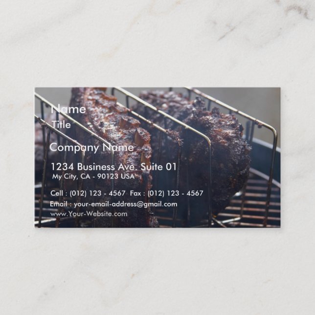 Smoked Ribs On Grill Business Card (Front)