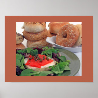Smoked Salmon On Bagel Breakfast r (Semi-Gloss) Poster