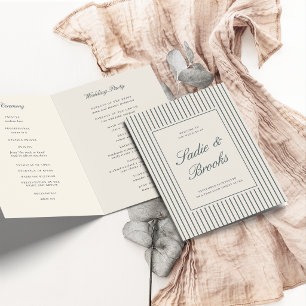 Smoked Spruce Classic Script Pinstripe Wedding Program