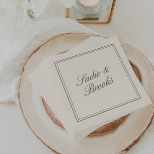 Smoked Spruce Classic Script Wedding Napkin