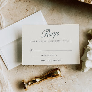 Smoked Spruce   Classic Script Wedding RSVP Card