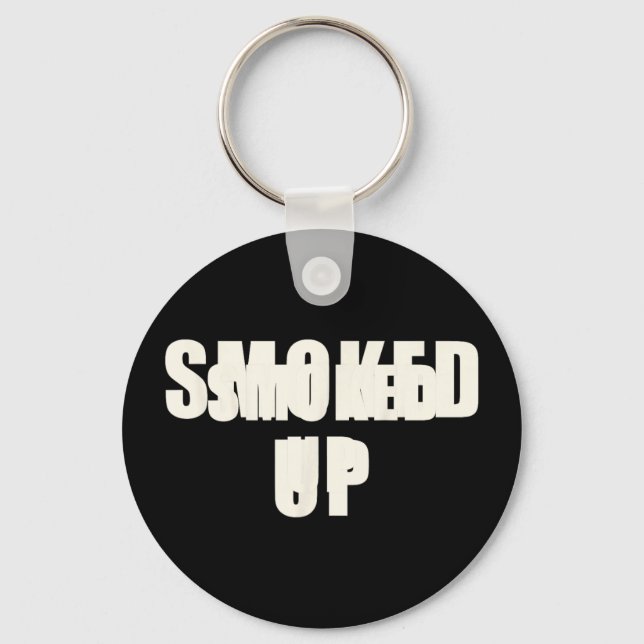 Smoked Up Funny Bbq Pitmaster Meat Smoking Grill Key Ring (Front)